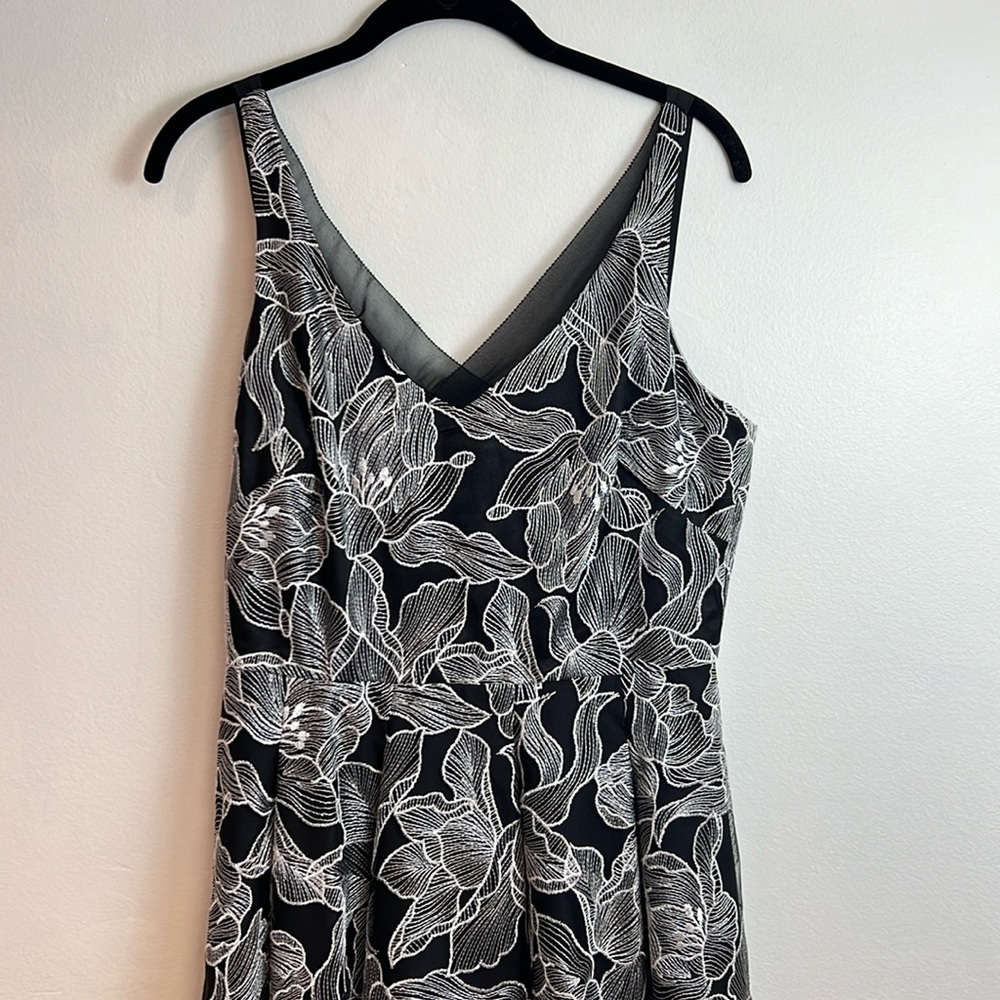Embroidered black with ecru dress NWT WHBM for wedding guests